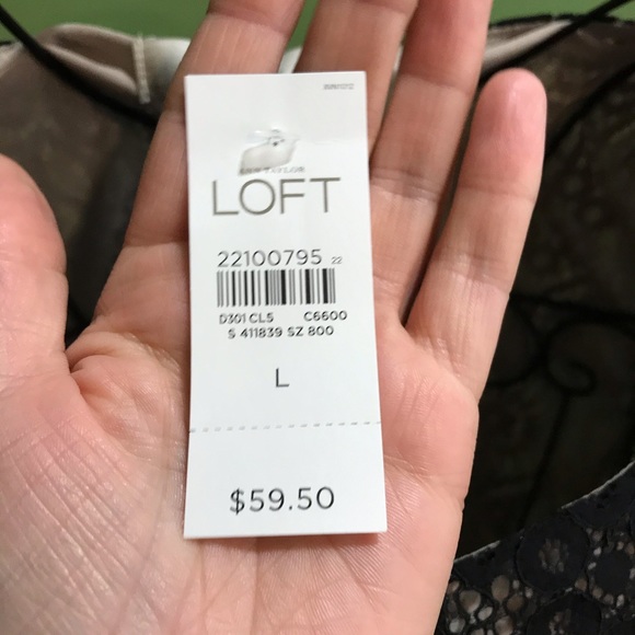 LOFT Black and Tan Lace Layered Top - Picture 6 of 8